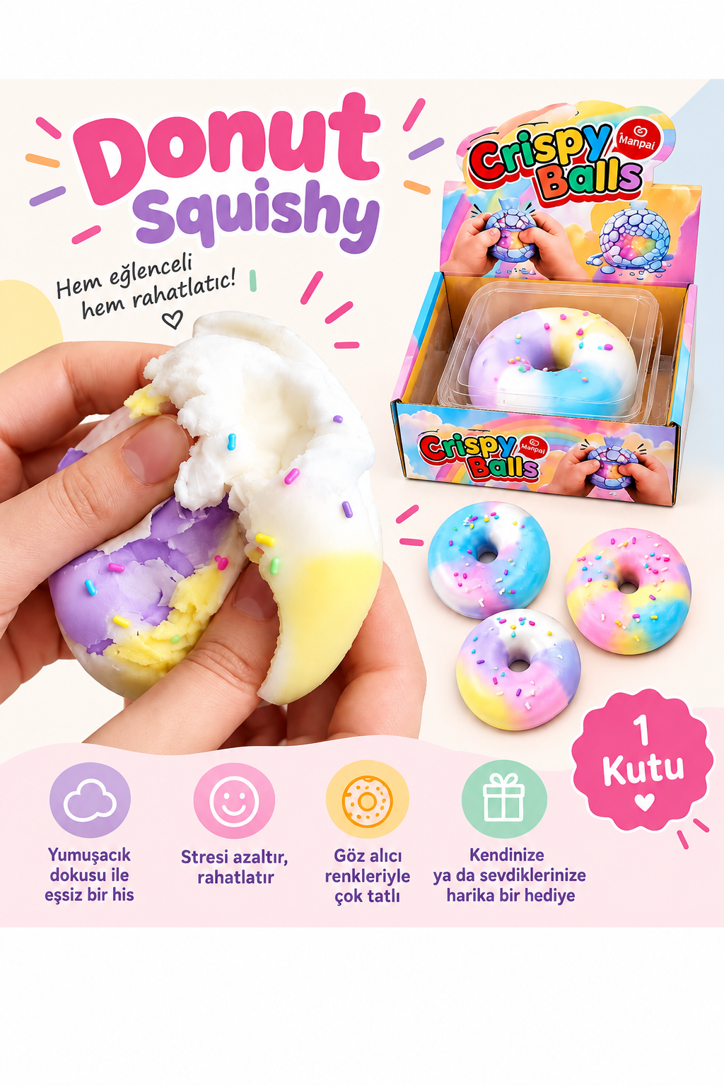 Crispy balls donut sukuşi çıtır kırılabilen rahatlatıcı sukuşi donut 1 adettir ( yenilmez )